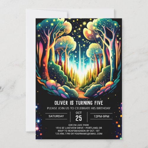 Firefly Glows Forest Birthday Invitation