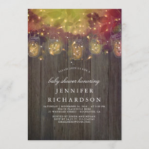 Firefly Lights and Mason Jars Rustic Baby Shower Invitation