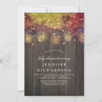 Rustic Fire Flies Mason Jar Bridal Shower Invitation, Zazzle