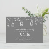 firefly lights mason jars rustic bridal shower invitation (Standing Front)