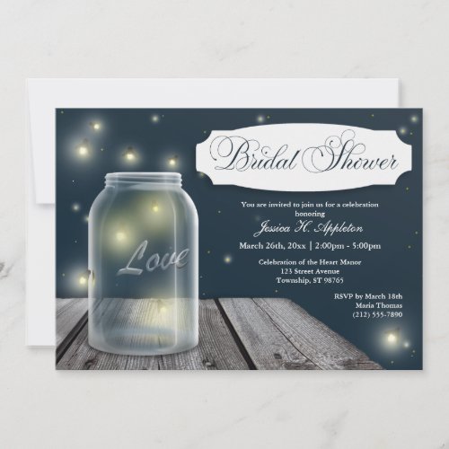 Firefly Mason Jar Bridal Shower Invitations