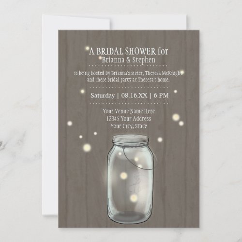 Firefly Mason Jar Rustic Country Couples Shower Invitation