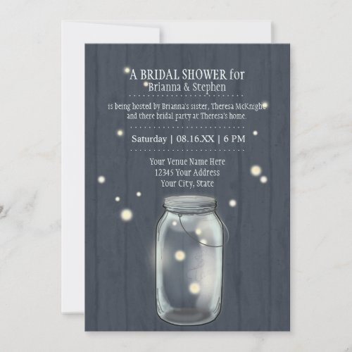 Firefly Mason Jar Rustic Country Couples Shower Invitation
