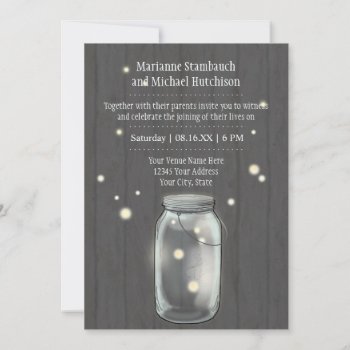 Firefly Mason Jar Rustic Country Night Weddings Invitation by ModernStylePaperie at Zazzle