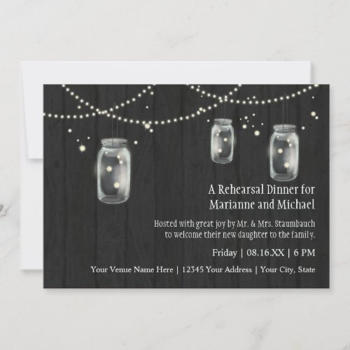 Firefly Mason Jar Rustic Country Night Weddings Invitation