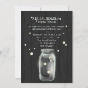 Firefly Mason Jar Rustic Country Night Weddings Invitation