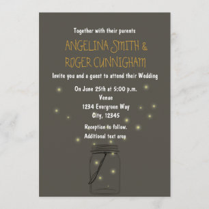 Firefly Mason Jar Rustic Wedding Invitation