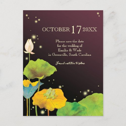 Firefly Night Fall Wedding Save the Date Announcement Postcard