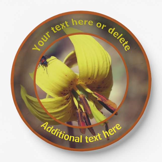 Firefly On Trout Lily Flower Personalized Party Paper Plates (Front)