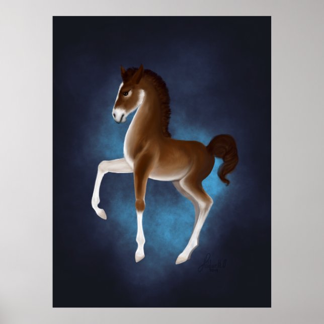 Firefly Stroll: Luminescent Wanderer in Blue Poster (Front)