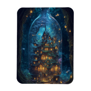 Firefly Village Fantasy Digital Art Magnet