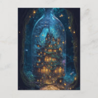Firefly Village | Fantasy Digital Art  Postcard