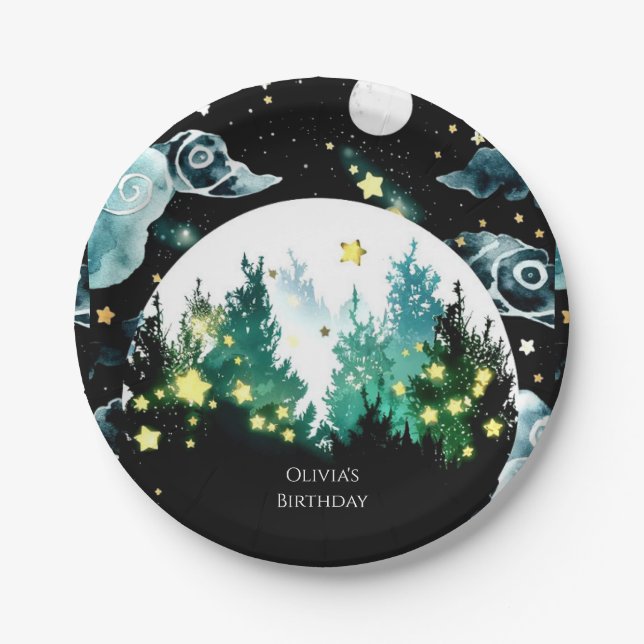 Firefly Whimsy Woodland Birthday Paper Plates (Front)