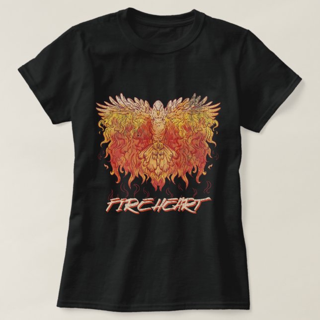 Fireheart Phoenix Bird Fire Love Mythical Magic Fa T-Shirt (Design Front)