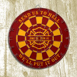 Firehouse Fire Station Fireman Dartboard and Darts<br><div class="desc">The perfect game item for the crew at the fire station! As shown for Fire Station #7 with one of our favorite firefighter slogans... Send us to hell, we'll put it out! But text is fully customizable. Just click the personalize button to easily change to a phrase of your own...</div>