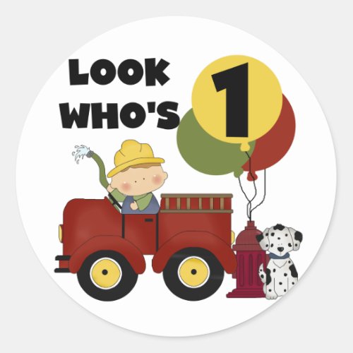 Fireman 1st Birthday Tshirts and Gifts Classic Round Sticker