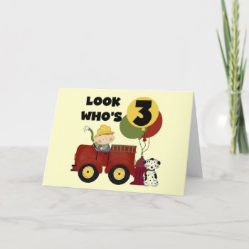 Fireman 3rd Birthday T-shirts And Gifts Card by kids_birthdays at Zazzle