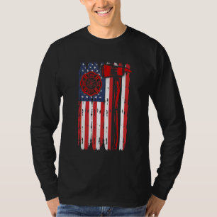 Fireman American Flag Graphics Firefighter Labor D T-Shirt