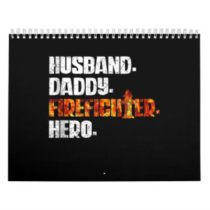 Fireman American Flag Red Line US Firefighter Dad Calendar
