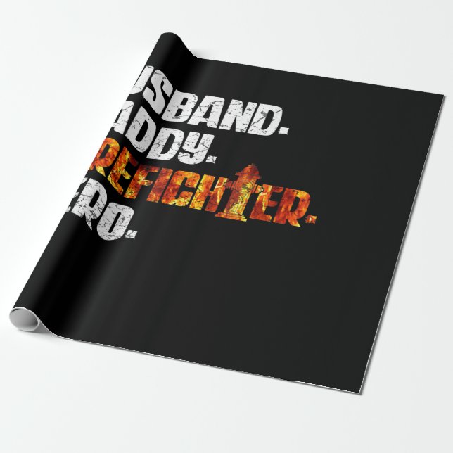 Fireman American Flag Red Line US Firefighter Dad Wrapping Paper (Unrolled)