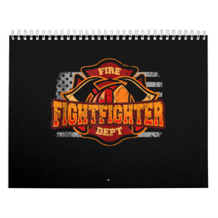 Fireman American Flag Red Line US Firefighter Gift Calendar