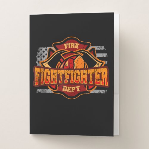 Fireman American Flag Red Line US Firefighter Gift Pocket Folder