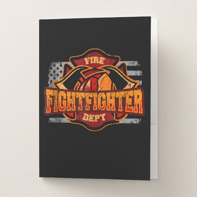 Fireman American Flag Red Line US Firefighter Gift Pocket Folder (Front)