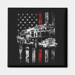 Fireman American Flag Thin Red Line Firefighter Magnet