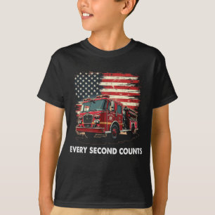 Fireman American Flag Thin Red Line Firefighter T-Shirt