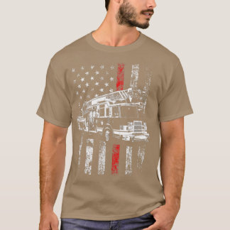 Fireman American Flag Thin Red Line Firefighter T-Shirt