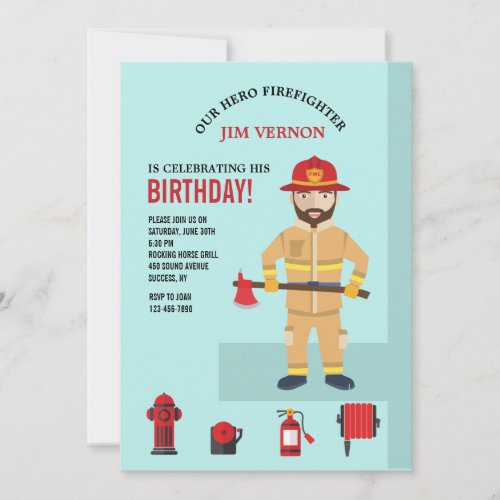 Fireman and Equipment Invitation