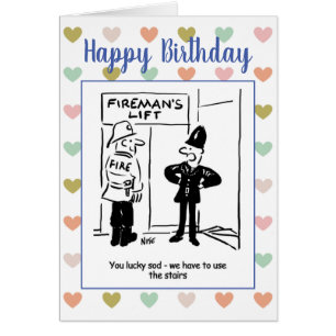 Fireman and Policeman Share a Joke Cards