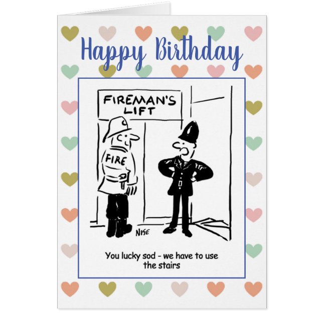 Fireman and Policeman Share a Joke Cards (Front)