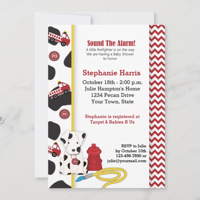 Fireman Baby Shower Invitation (Front)