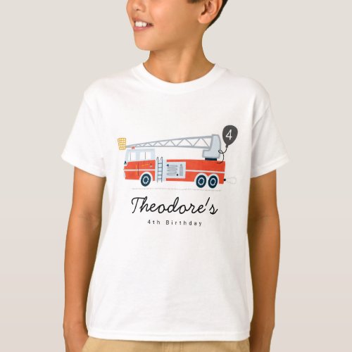 Fireman Birthday Boy Party Outfit Firetruck T_Shirt