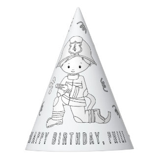 Fireman Birthday Party - Color Your Own Hat