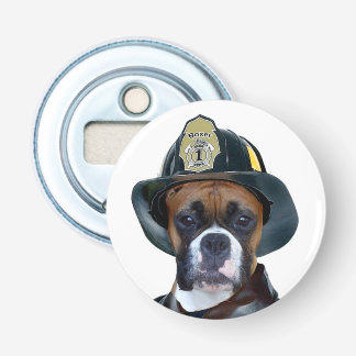 Fireman boxer dog bottle opener