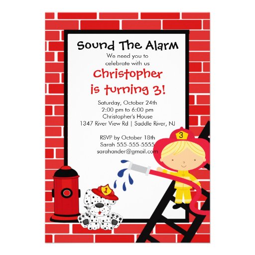 1St Birthday Firetruck Invitations For Boys 6