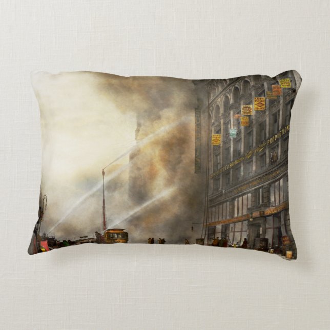 Fireman - Brooklyn NY - Surprise 1909 Decorative Pillow (Back)