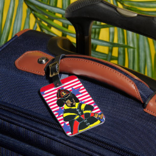 FIREMAN DACHSHUND LUGGAGE TAG