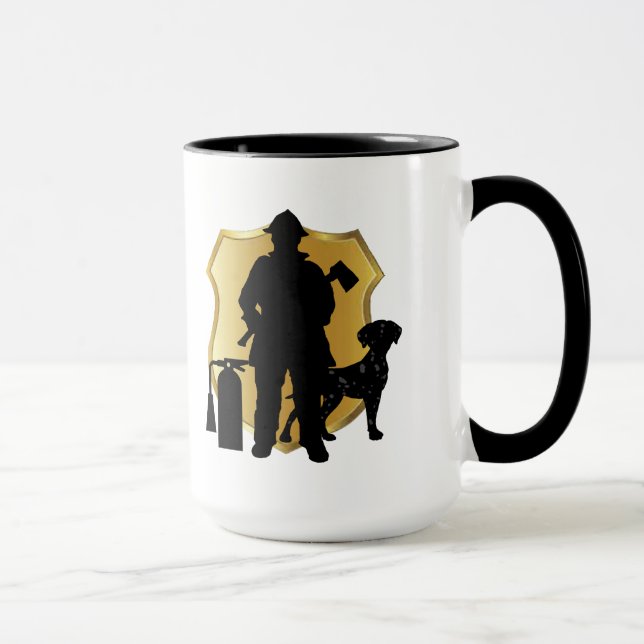 Fireman Dalmatian Silhouette Coffee Mug (Right)