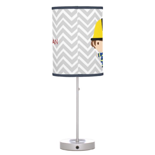 Fireman Emergency Vehicles on Chevron Table Lamp (Back)