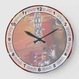 Fireman - Engine no 2 Large Clock