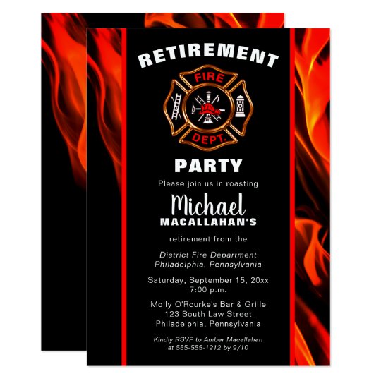 Fireman Fire Badge Firefighter Retirement Party Invitation | Zazzle.com