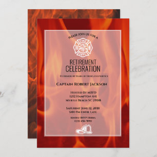 Fireman Fire Badge Firefighter Retirement Party   Invitation