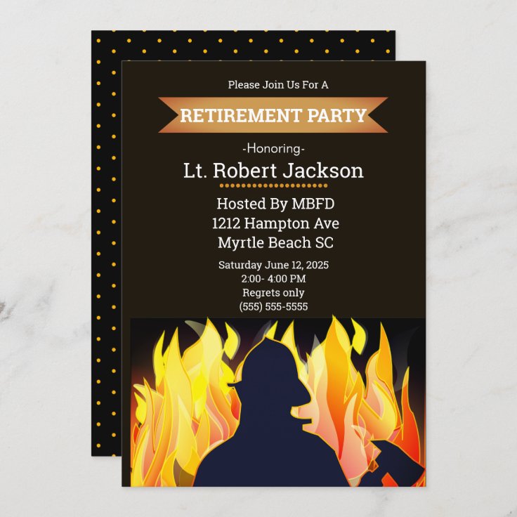 Fireman Fire Chief Retirement Invitation 