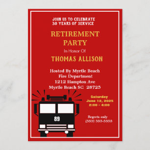 Fireman/Fire Chief Retirement Invitation