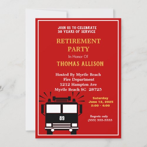 FiremanFire Chief Retirement Invitation