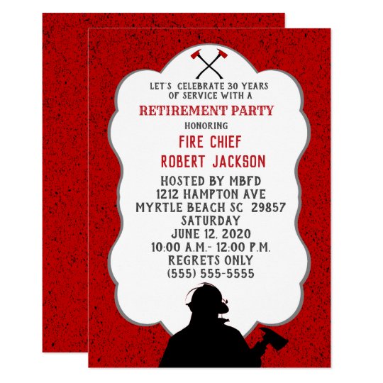 Fireman/Fire Chief Retirement Invitation | Zazzle.com