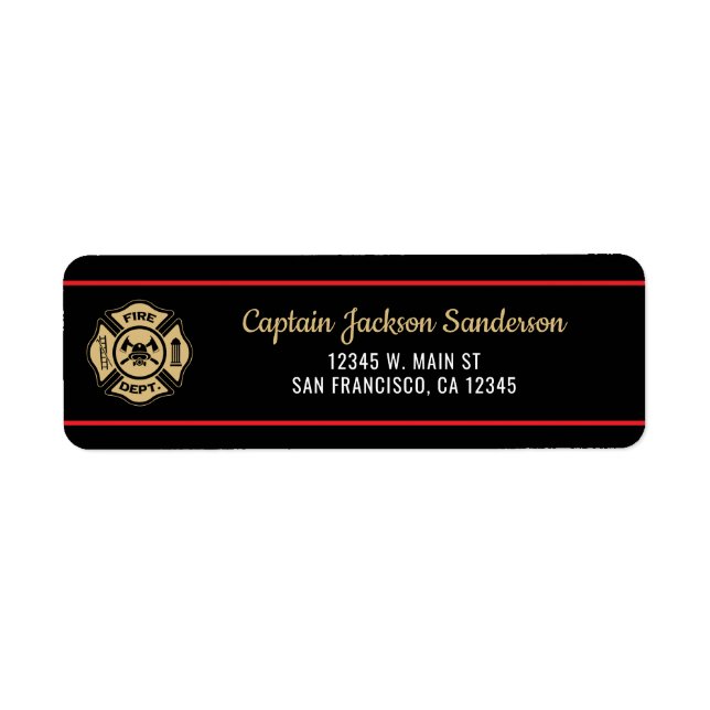 Fireman Fire Department Firefighter Address Label (Front)